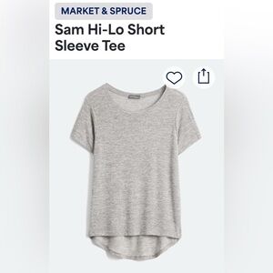 Market & Spruce Sam Hi-Lo Short Sleeve Tee in Light Grey. Size: Medium.
